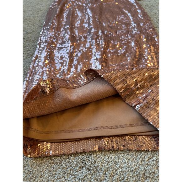 NWT Culpos x INC Rose Gold Sequin Fitted Midi Skirt - Picture 3 of 7